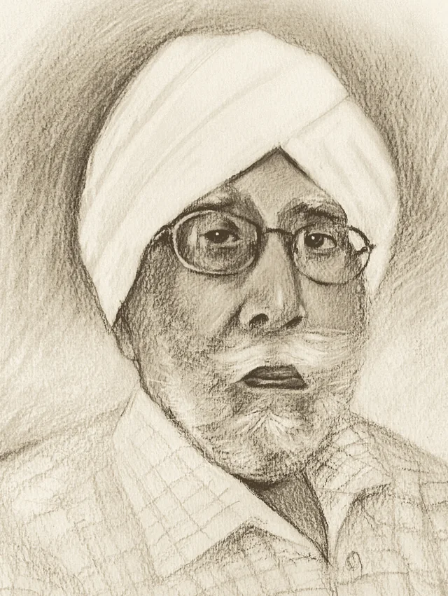 Pencil sketch portrait of Partap Singh Ahdan